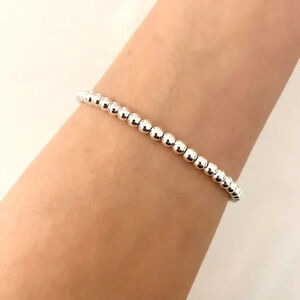 925 Sterling Silver Bead Bracelet 4 mm Ball Bracelet Small Round Bead Bracelet